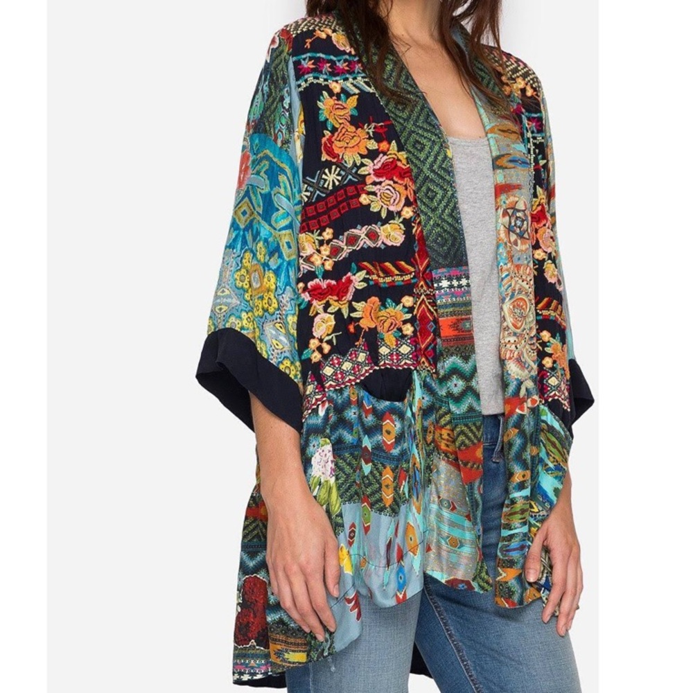 Johnny Was Kobe’s Canvas Embroidered Kimono